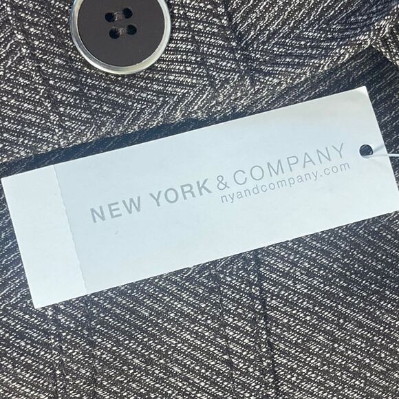 New York & Company NWT Brown Herringbone Banded Waist Blazer Sz 12 - Picture 11 of 14